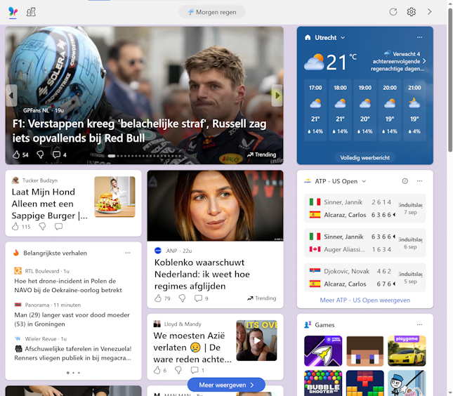 Voorbeeld weer en nieuws widget